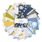 Sunshine & Dandelions fabric collection by Traci Reed for Riley Blake Designs featuring coordinating floral, hexagon, stripe and botanical quilting cotton prints