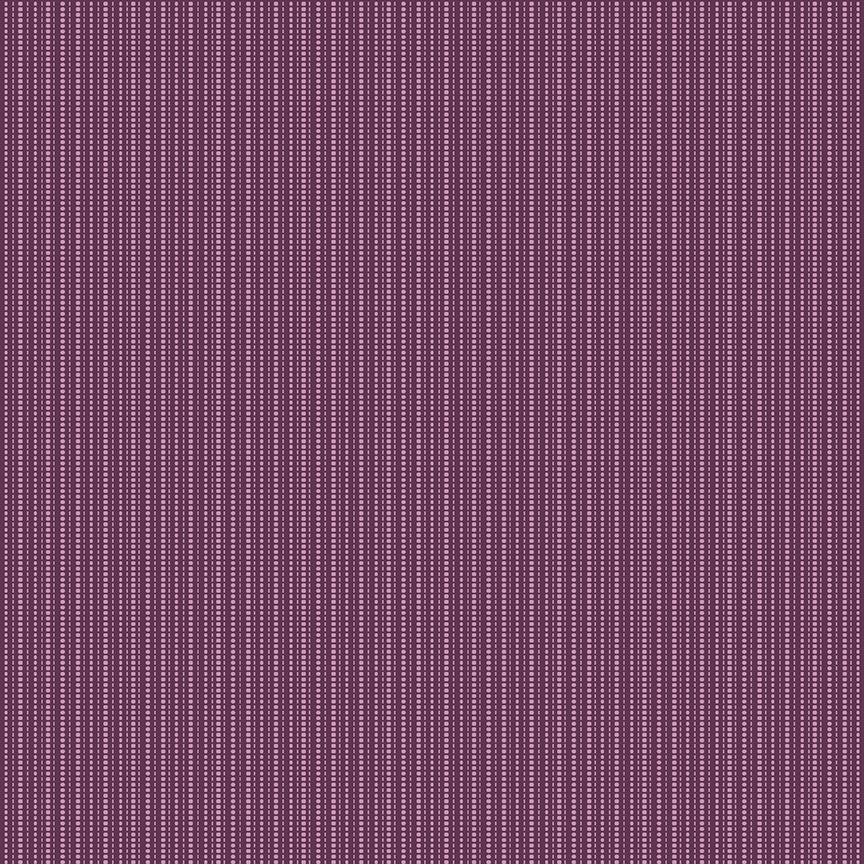 Juju's Petals Dotted Stripe Purple quilting cotton by Judi Madsen for Riley Blake Designs, featuring vertical rows of tiny lavender-pink dots on plum purple.