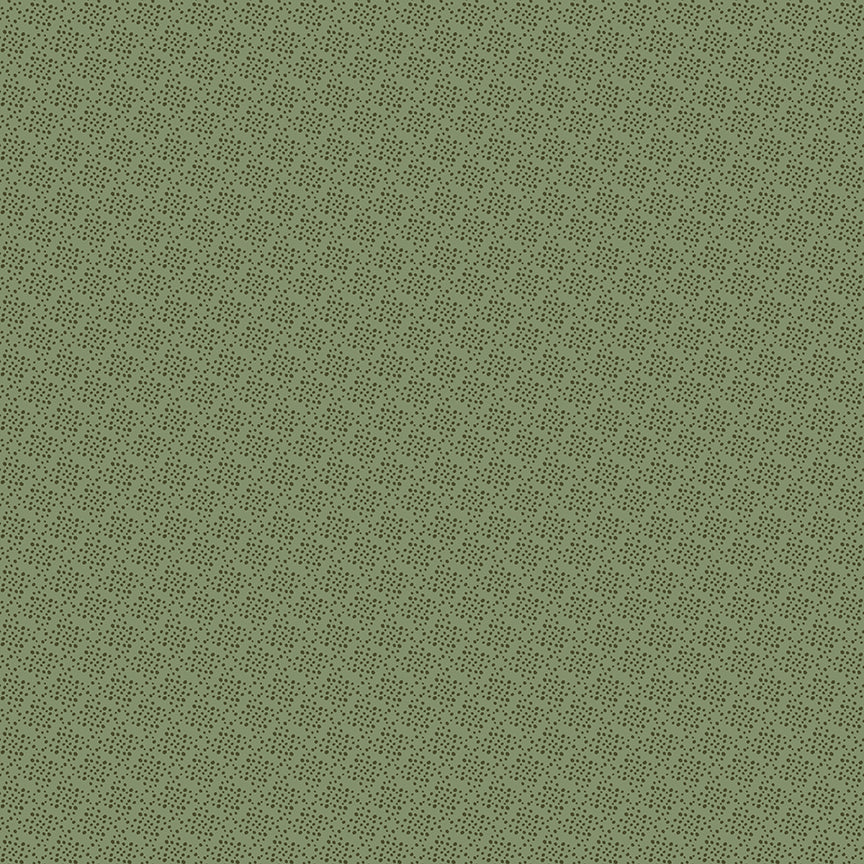 Juju's Petals Lattice Green quilting cotton by Judi Madsen for Riley Blake Designs, featuring tiny dark green markings on a sage-green background.