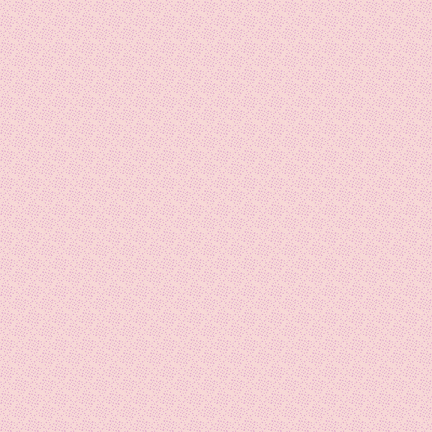 Juju's Petals Lattice Pink quilting cotton by Judi Madsen for Riley Blake Designs featuring tiny lavender-pink markings on a soft pink background.