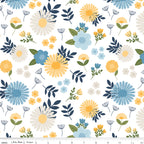 Sunshine & Dandelions Main Cloud floral quilting cotton by Traci Reed for Riley Blake Designs shown with ruler for print scale