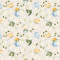 Sunshine & Dandelions Shoes Cream fabric by Traci Reed featuring colorful high-top sneakers, daisies and leaves on a cream background