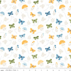 Sunshine & Dandelions Butterflies Cloud quilting cotton by Traci Reed for Riley Blake Designs shown with ruler for print scale