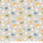 Sunshine & Dandelions Butterflies Sand quilting cotton by Traci Reed for Riley Blake Designs shown with ruler for print scale