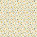 Sunshine & Dandelions Daisies Green fabric by Traci Reed featuring white daisies with golden yellow centers on a green background