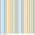 Sunshine & Dandelions Stripes Multi quilting cotton by Traci Reed for Riley Blake Designs shown with ruler for print scale
