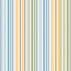 Sunshine & Dandelions Stripes Multi fabric by Traci Reed featuring blue, green, yellow, navy and white vertical stripes with stitched details