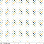 Sunshine & Dandelions Dots Cloud quilting cotton by Traci Reed for Riley Blake Designs shown with ruler for print scale