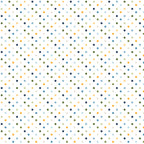 Sunshine & Dandelions Dots Cloud fabric by Traci Reed featuring blue, green, yellow and navy polka dots on a white background
