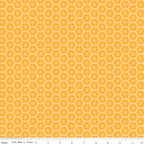 Sunshine & Dandelions Hexies Daisy quilting cotton by Traci Reed for Riley Blake Designs shown with scale ruler