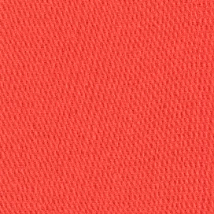 Kona Cotton Coral bright coral pink solid quilting fabric by Robert Kaufman Fabrics.